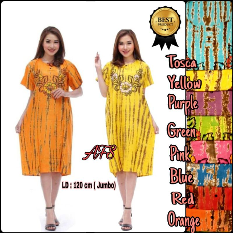 Daster Bali Jumbo Salur Bunga Kancing Depan Rayon Tebal Premium Home Dress