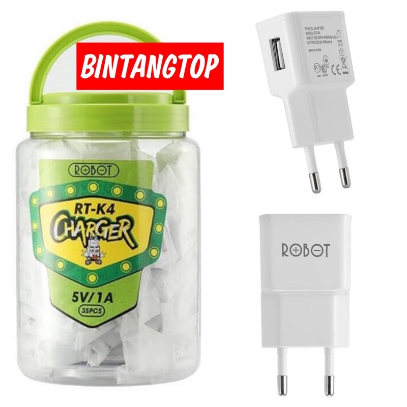 ROBOT RT-K4 RT-K4s / Batok charger ROBOT RT-K4 RT-K4s single output 5v/1A ORIGINAL GARANSI RESMI 1tahun