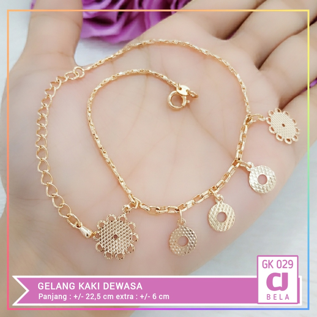 Gelang kaki xuping gelang kaki dewasa terlaris bunga matahari perhiasan lapis emas gold  GK 029