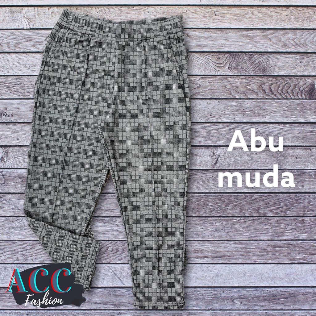 CELANA JUMBO BIG SIZE KOTAK KOTAK TARTAN PANTS BAHAN MELAR CELANA PANJANG CEWEK DEWASA BAWAH PENSIL