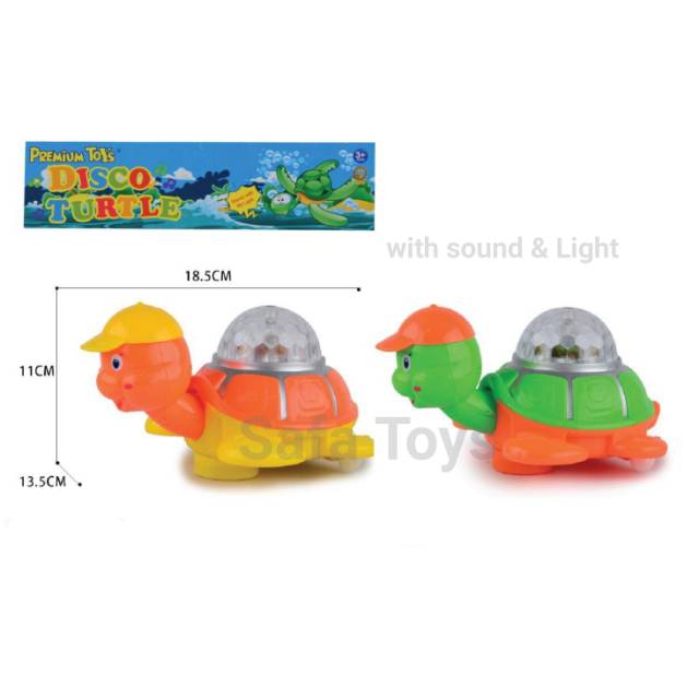 Mainan Kura Kura Baterai Musik dan lampu/ mainan anak disco turtle