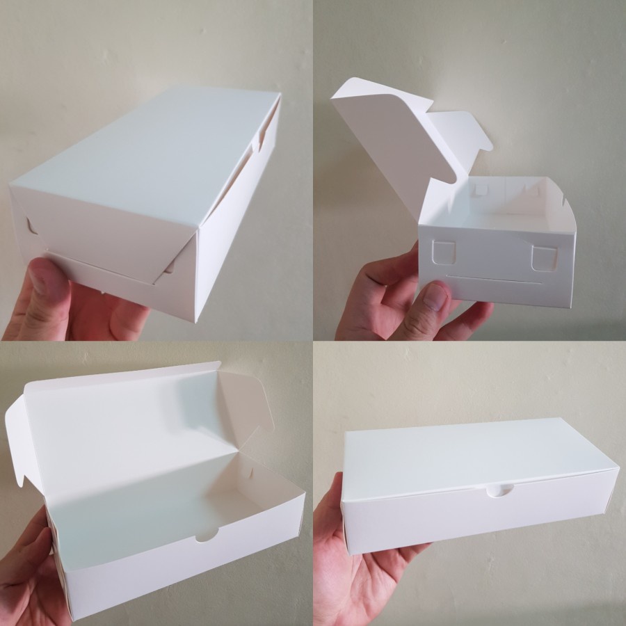 

dus cake bolu kukus kemasan kotak box hampers snack packing model sambung bahan ivory ukuran 22x10x5 cm