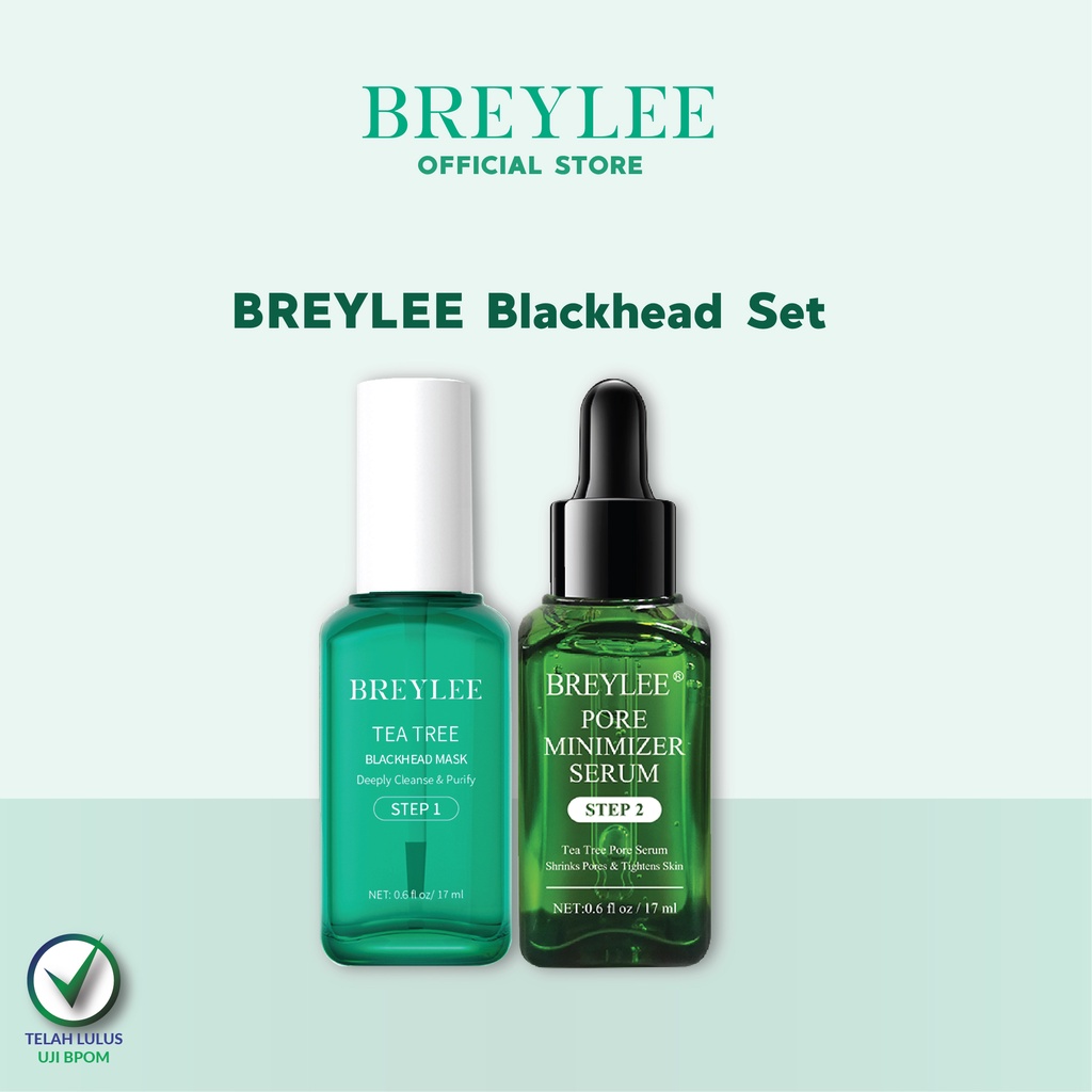 Pembersih Komedo Masker Wajah BREYLEE Tea Tree Blackhead Mask &amp; Pore Minimizer Serum - 17ml