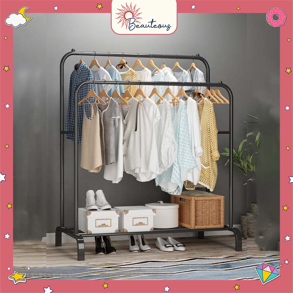 Rak Baju Stand Hanger Gawang Besi Single Double Rak Display Baju Butik