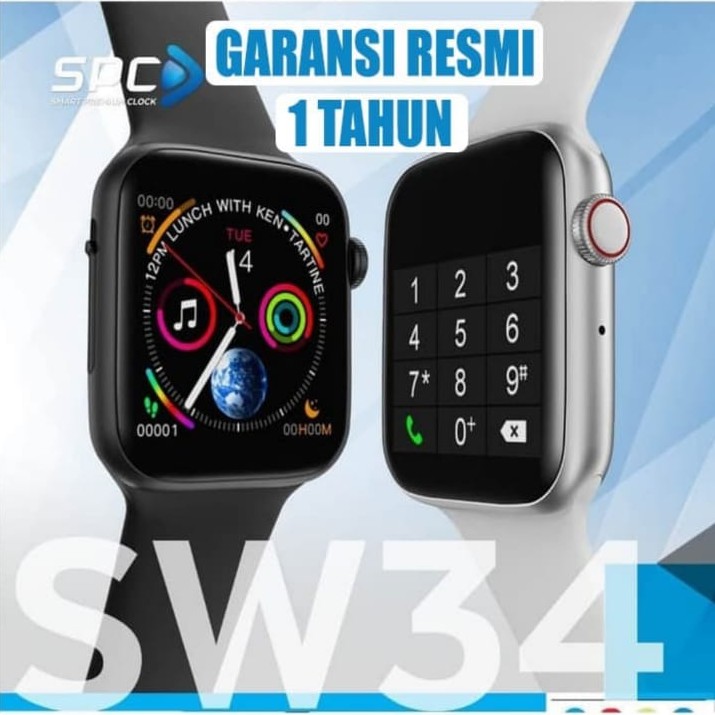 Smartwatch Jam Tangan Pintar Heart Rate Support Android iOS Garansi Resmi SPC SW34 Warna Hitam