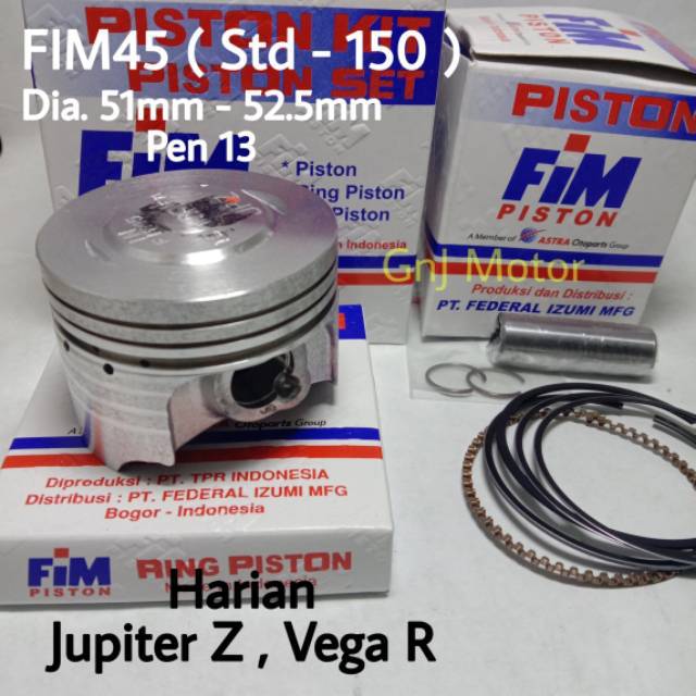 Piston Kit FIM Jupiter Z Burhan - Vega R New Pen Pin 13 DM 51 51.25 51.5 51.75 52 52.25 52.5 mm