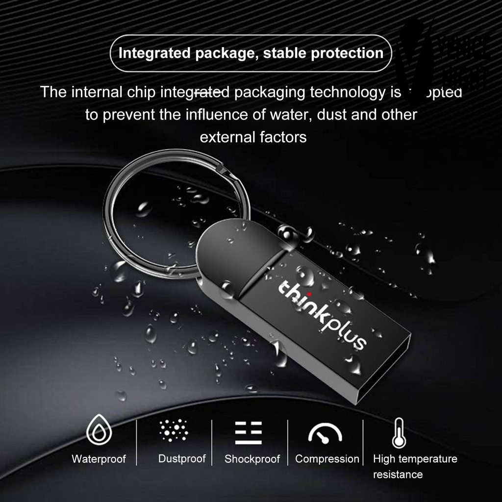 (SF) Lenovo Thinkplus Flashdisk USB 2.0 8 / 16 / 32 / 64G Portable Plug &amp; Play Bahan Logam