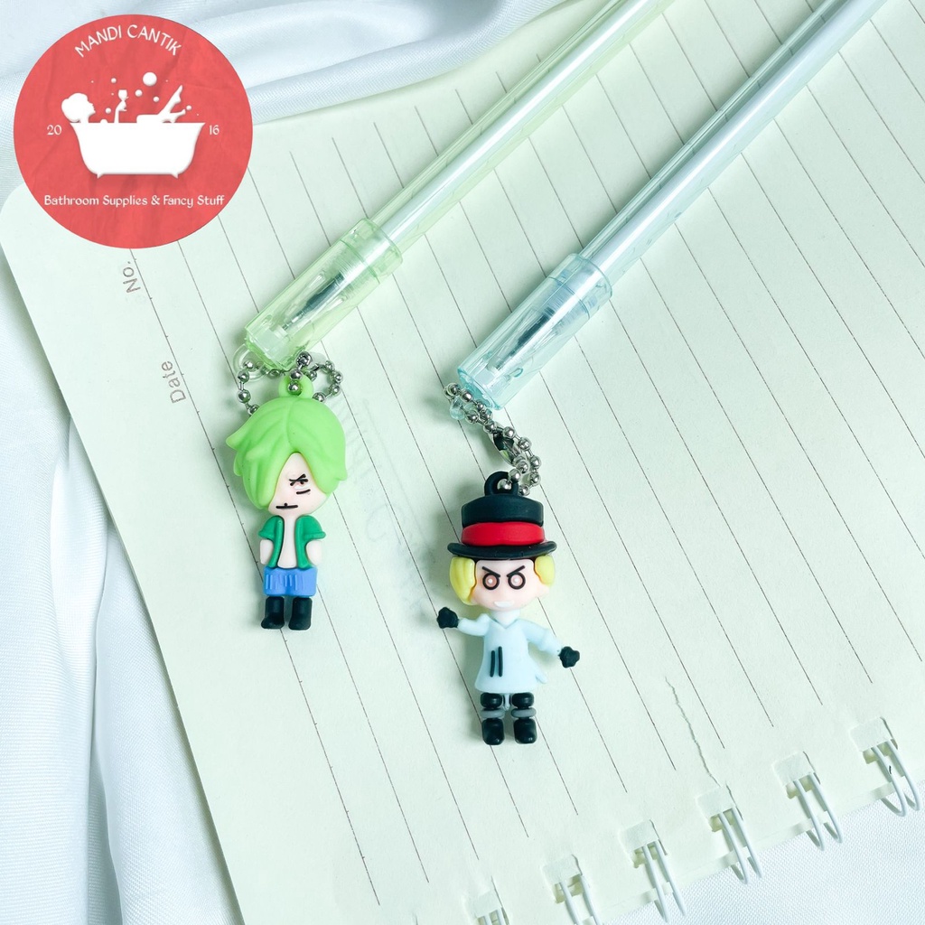 Pulpen gantungan One Piece pena pen lucu gel karakter mainan anime laki laki alat tulis lucu kado unik sekolah kantor-4