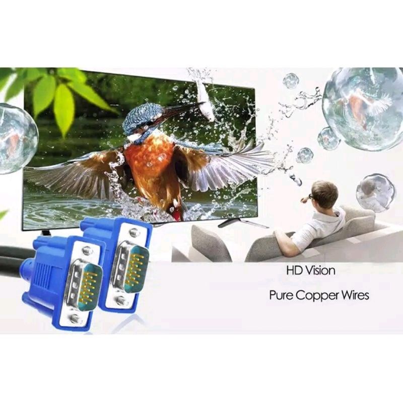 CONVERTER HDMI MALE TO VGA FEMALE + KABEL VGA 1.5 METER UNTUK LAPTOP KE INFOKUS