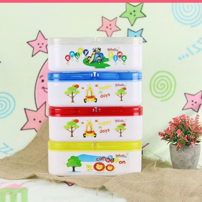 Tempat Bedak Bayi Double Susun Free Cotton Ball + Cotton Buds RELIABLE RTB 10400