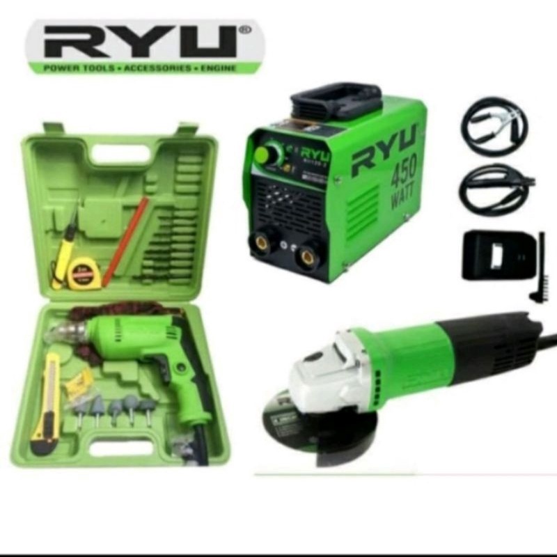 Mesin Las 450watt Ryu + Borset 10mm + Gerinda