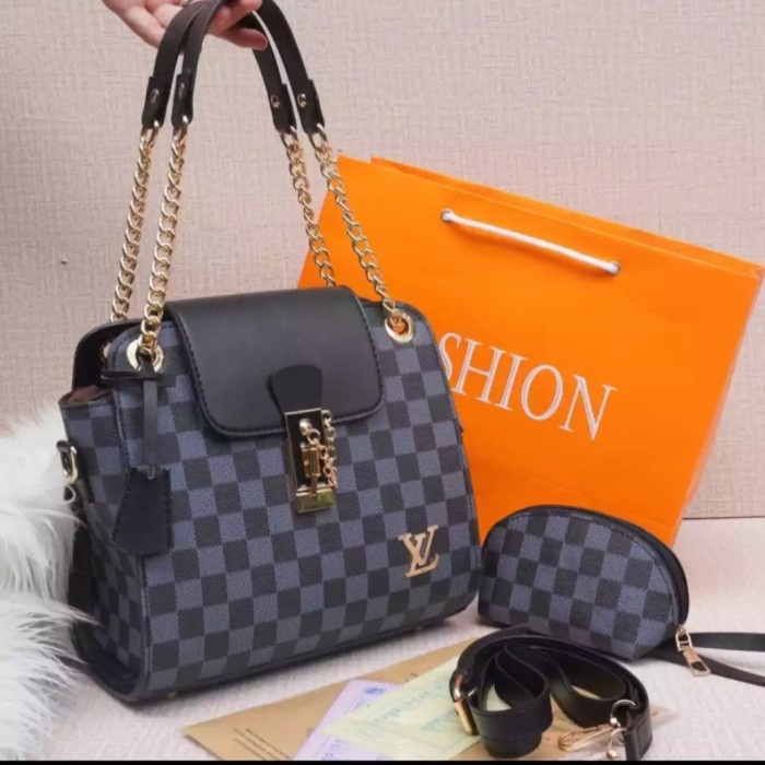 

READY COD TAS SELEMPANG WANITA LV CODE 4470 + PAPERBAG - Damier Black, 21x15cm TERLARIS