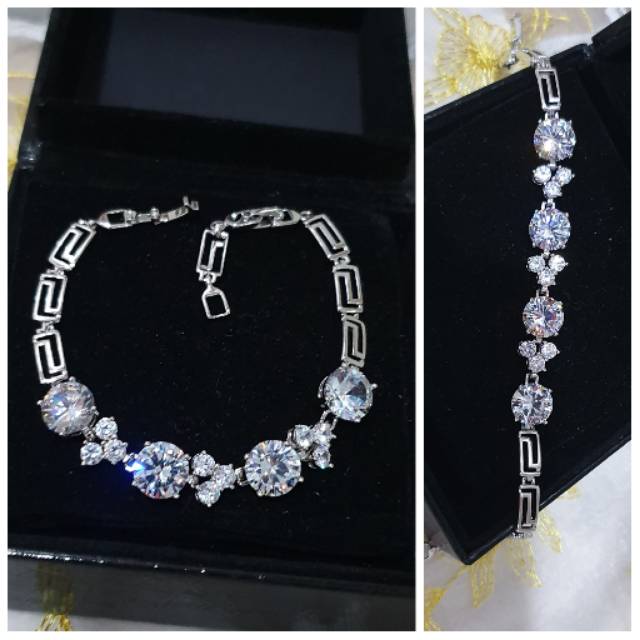 Gelang Premium Silver Anti karat anti alergi 8527 (Lapis emas)