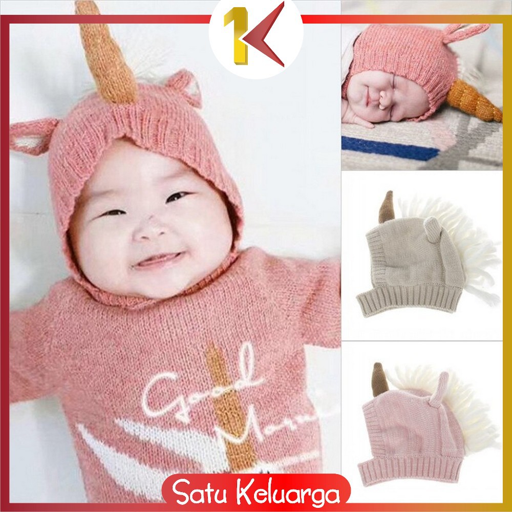 SK-P16 P23-30 Topi Kupluk Bayi Pompom Topi Anak Bucket Rajut Topi Korea Bunny Hat / Pilot / Unicorn-6