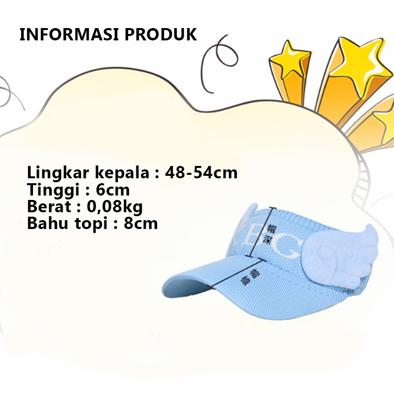 TOPI ANAK RAJUT BASEBALL VISOR PANTAI SUNSHADE MOTIF XBG WINGS ANTI UV ANAK KECIL BTF