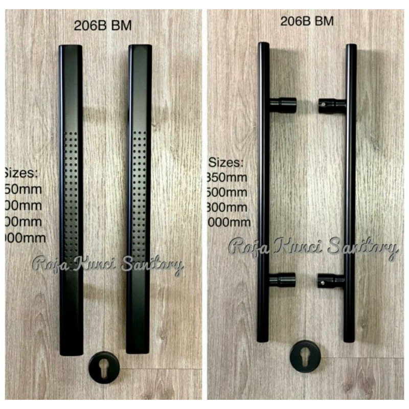 Pull Handle SES 206 B-50 cm Matt Black/Hitam/Tarikan Pintu/Gagang Pintu