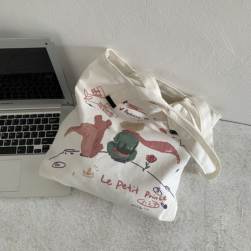 TC-28 tas kanvas canvas bag wanita import korea jepang petit prince the little prince