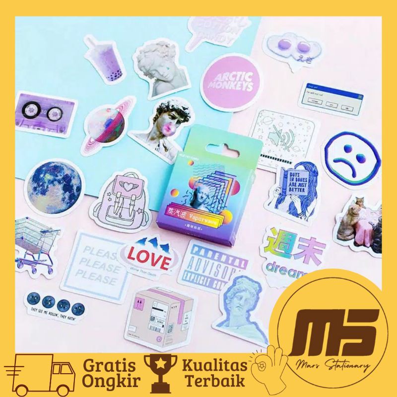 

[ 45 PCS ] Sticker Kawai Vaporwave Aesthetic untuk Scrapbook Jurnal Diary | Mars Stationary