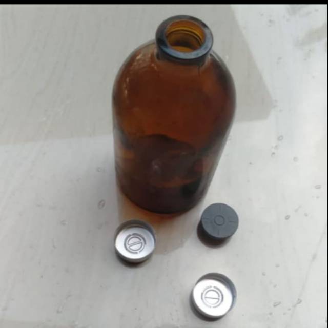 Botol vial 100ml amber tutup karet / segel almunium / Kayu / Plastik VAS BUNGGA / DEKROASI MEJA