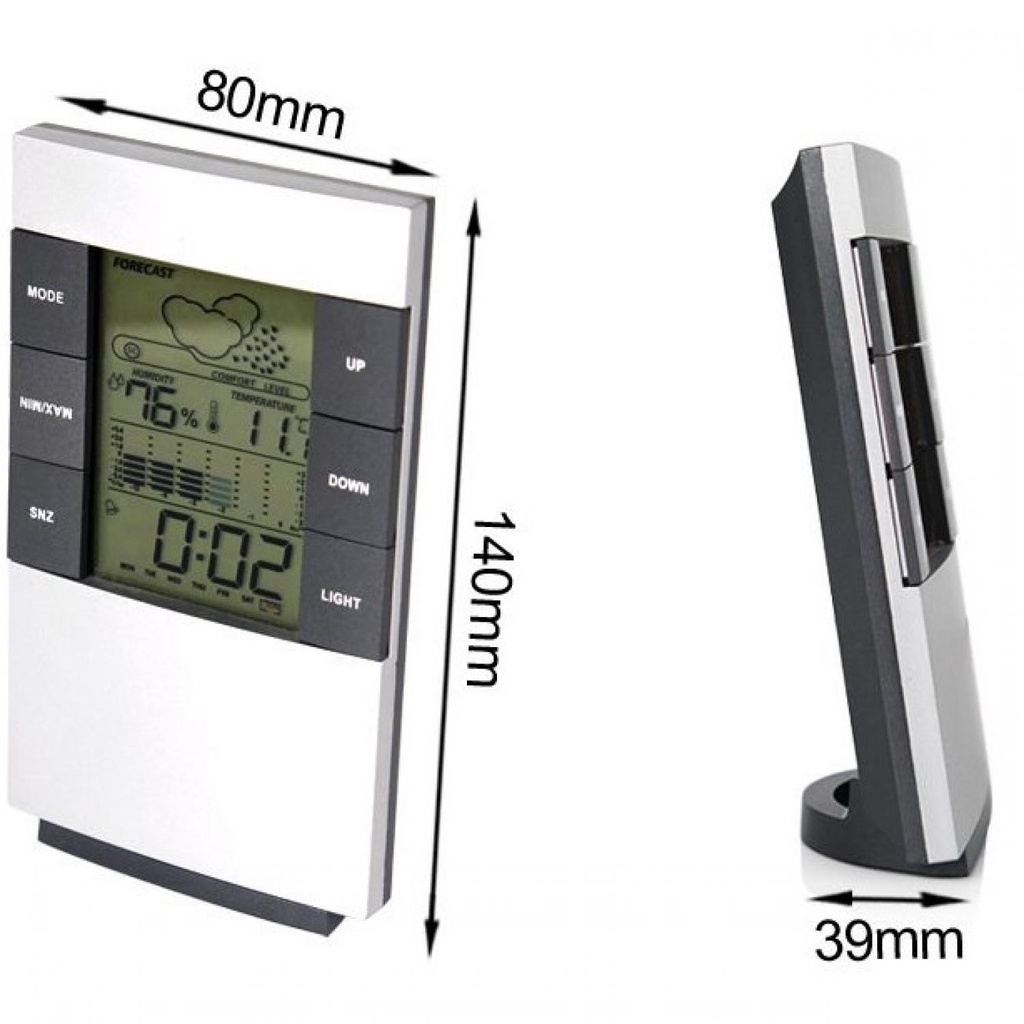 Weather Station Humidity Temperature Alarm Desk Clock / Jam Alarm