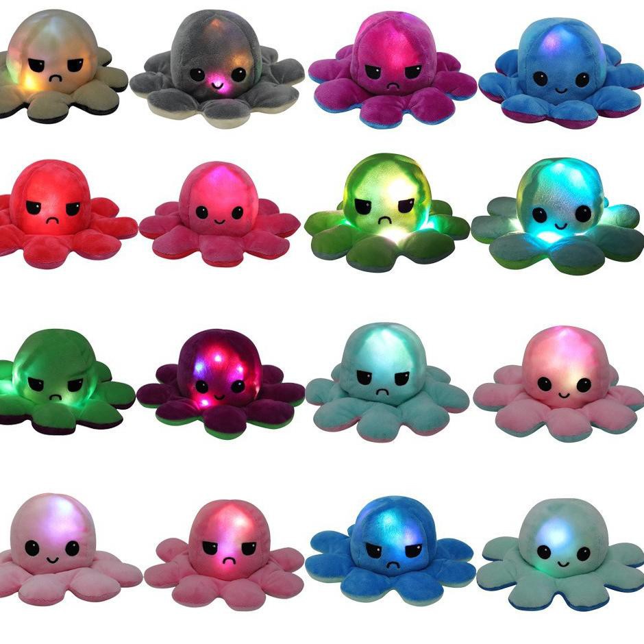 Boneka ubur gurita bolak balik octpus doll lucu lembut mainan lucu pakai led Standar SNI