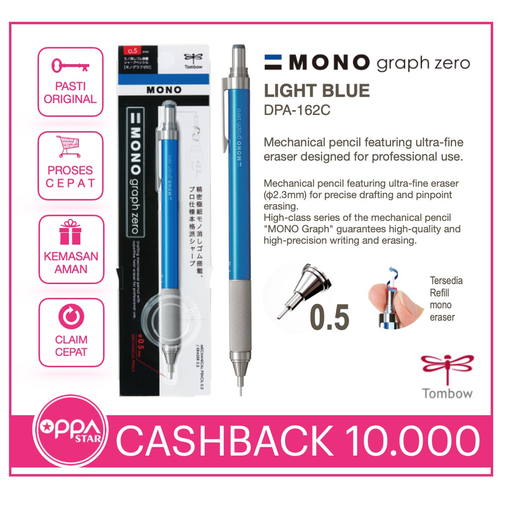 

Pencil Pensil Mekanik 0.5 Tombow Mono Graph Zero L Blue DPA-162C pcs