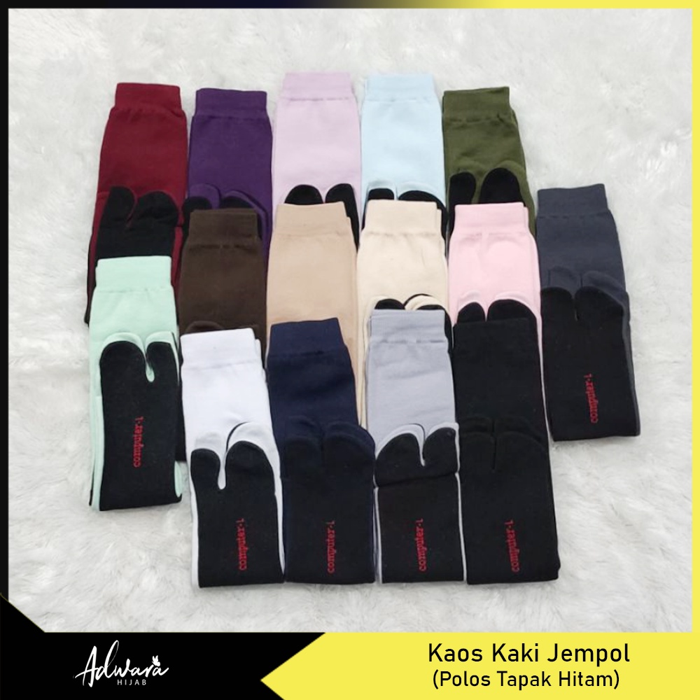 Kaos Kaki Jempol Wanita Muslimah Polos Tapak Hitam (Panjang dan Tebal)