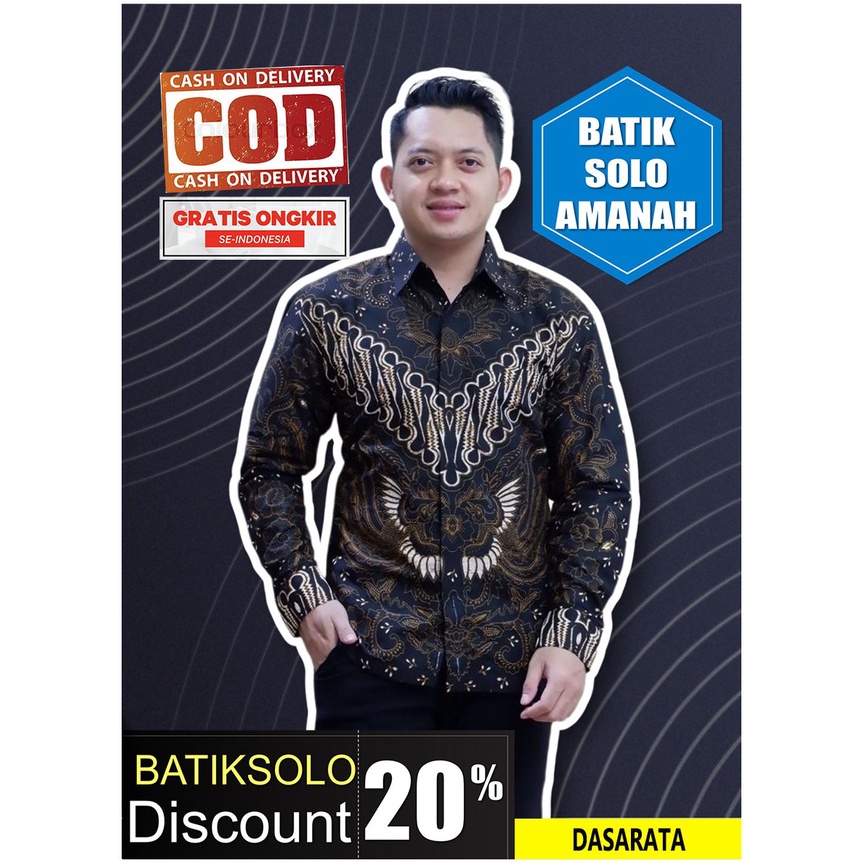 PROMO DASARATA BATIK INDONESIA KEMEJA BATIK PRIA SOLO LENGAN PANJANG LAPIS FURING ATASAN PREMIUM MOD