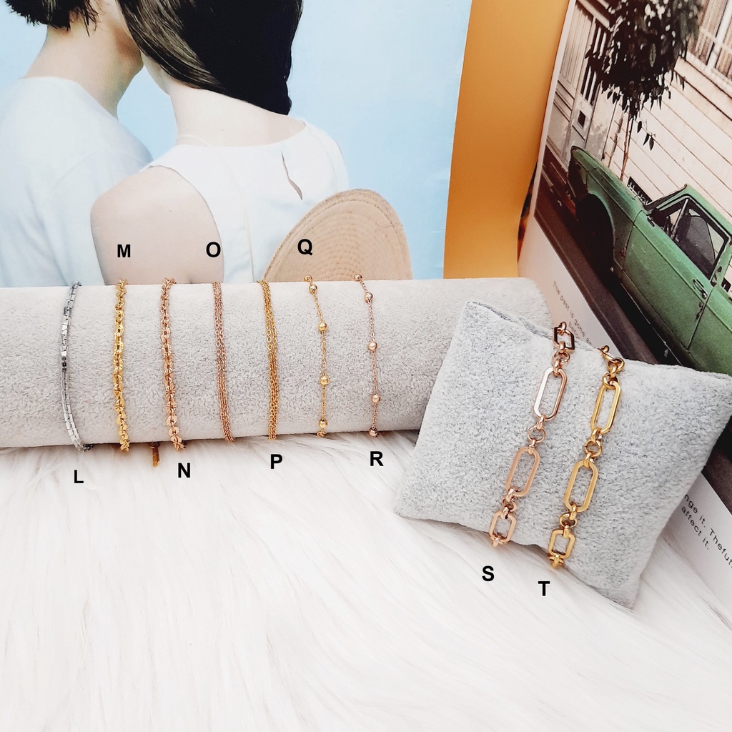 (RINN Jewelry) Gelang Titanium Sisik Kecil Rantai Polos Layer Paperclip Anti Karat Selamanya - BB398