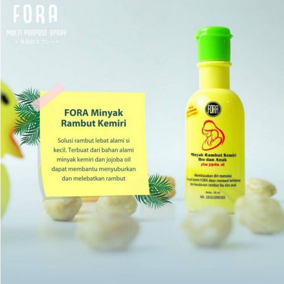 FORA Minyak Kemiri Penumbuh Rambut Bayi 65ml Plus Jojoba Oil Penumbuh Alis ORIGINAL FORA