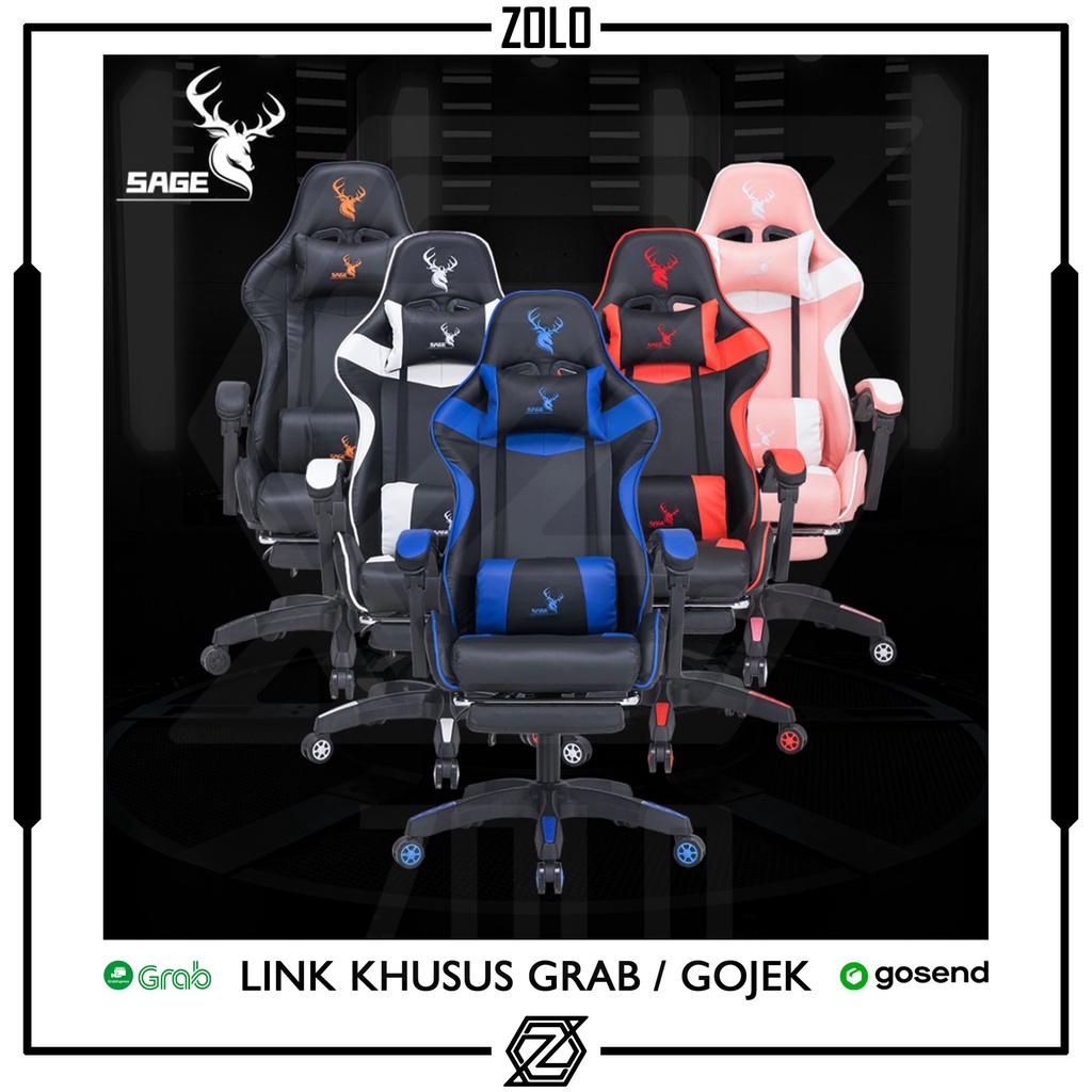 [Grab/Gojek] Kursi Gaming Sage SG168 / Sage SG 168 Best Value Budget Gaming Chair With Footrest