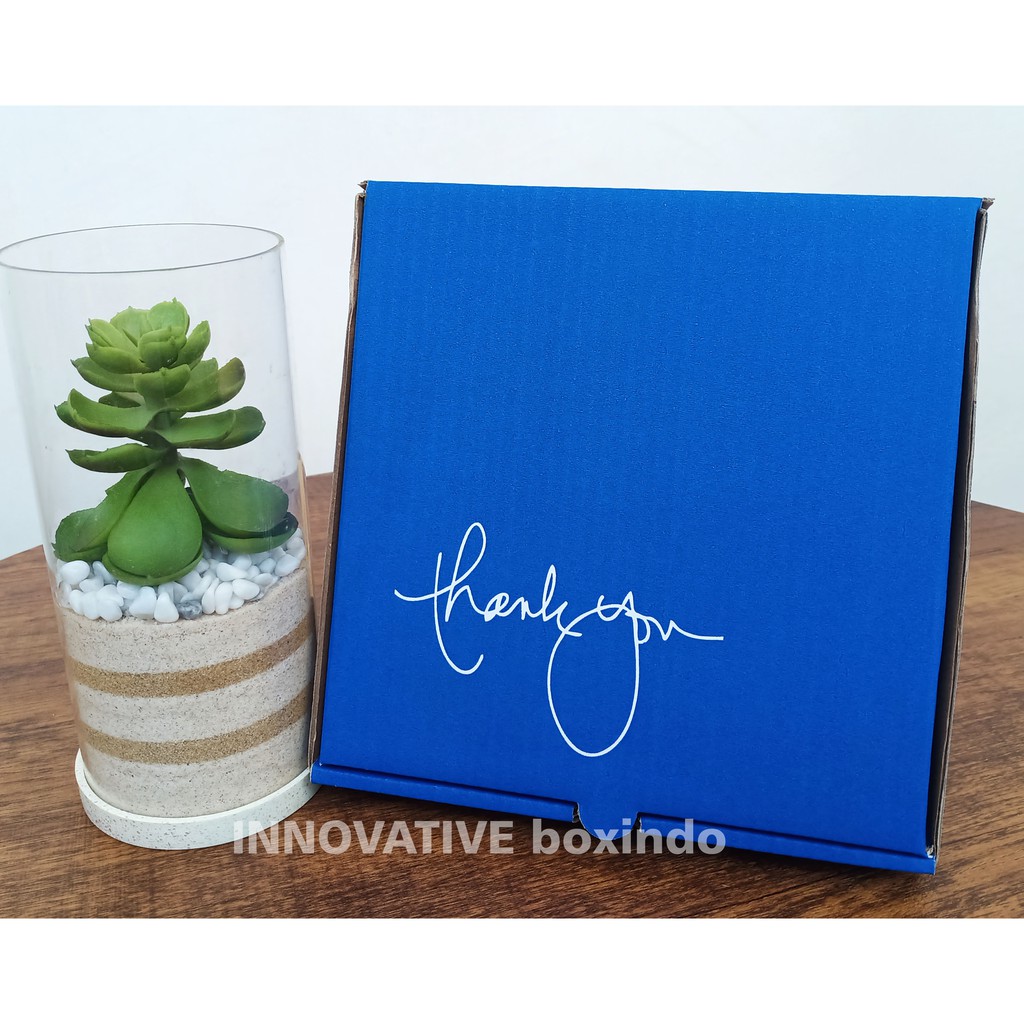 Kardus/Box 21x21x4 cm LD-Biru 'Thank You'