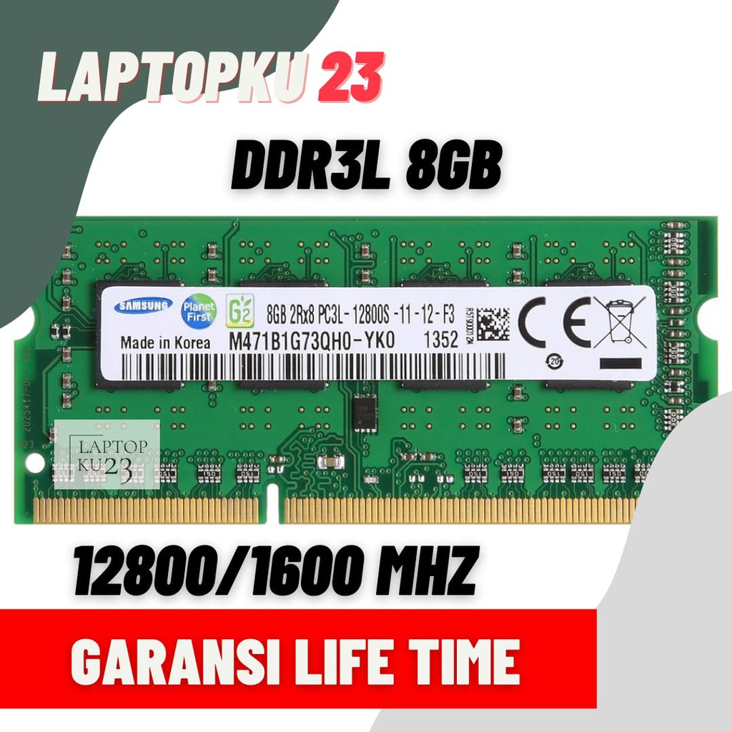 RAM LAPTOP DDR3L / PC3L 8GB SAMSUNG 1600Mhz PC12800 SODIMM 1.35V DDR3