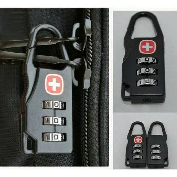 Gembok Koper angka kecil kunci numerik kuat kokoh hitam MINI