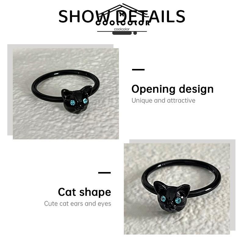 COD Cincin Kucing Hitam Wanita Trendi Desain Niche Cincin Jari Telunjuk Fashion Kepribadian Cincin- cl