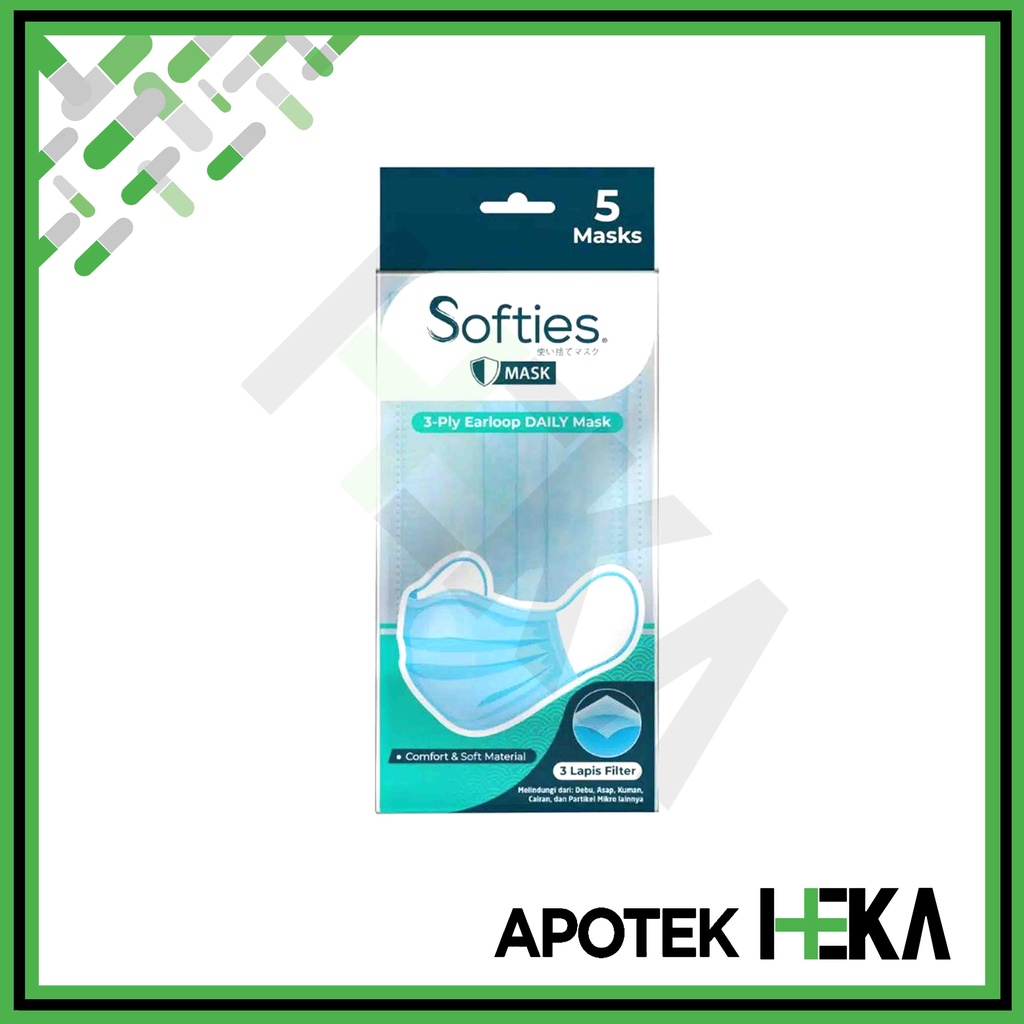 Softies Daily Mask for Adult Sachet isi 5 pcs - Masker Dewasa 3 ply (SEMARANG)