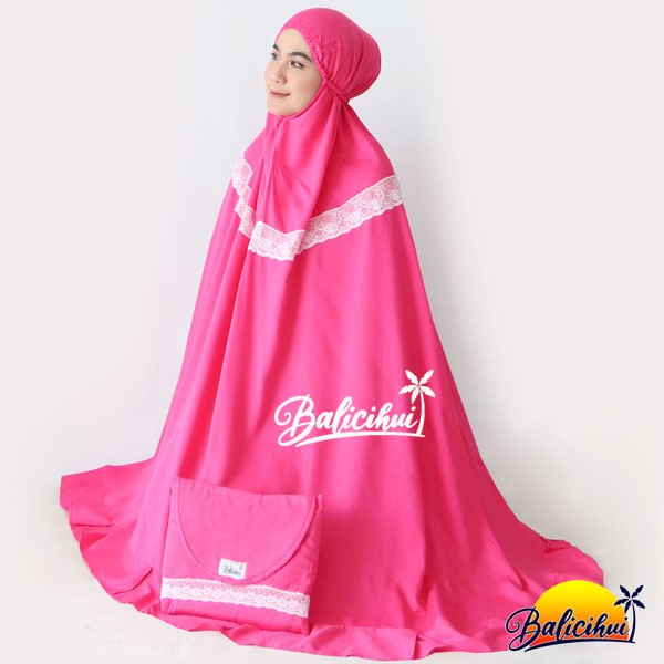 Balicihui Mukena Yasmina Hot Pink Polos Mukena Bali Dewasa Jumbo