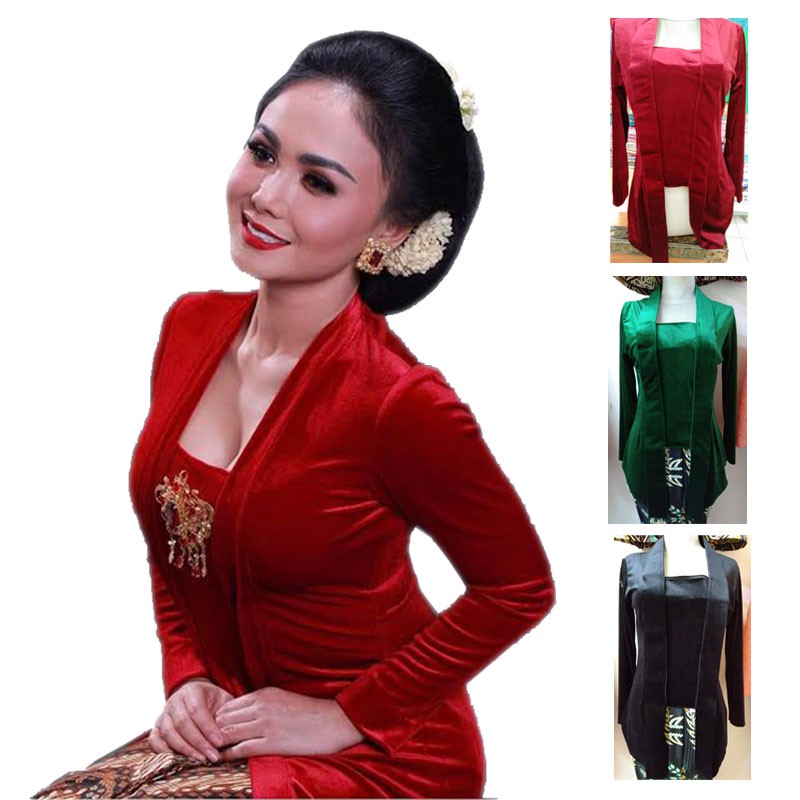 Kebaya Bludru Kutubaru Polos Kartini Premium Shopee Indonesia