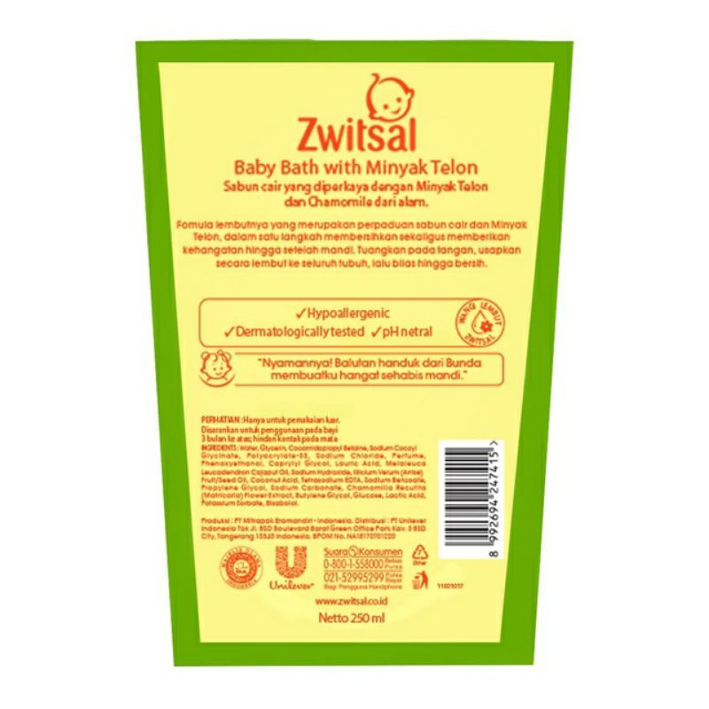 Zwitsal Baby Bath With Minyak Telon Reff/Sabun bayi/Baby bath