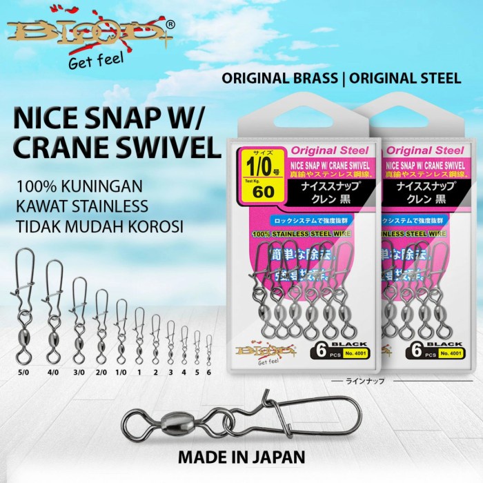 BLOOD NICE SNAP With CRANE SWIVEL (Color BLACK CHROME)