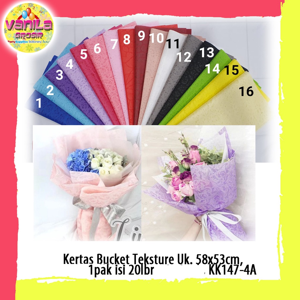 

(20Lembar) Kertas bucket Texture, Flower wrapping Texture, Wrapping flower texture warna warni, Buket Bunga, Hand buket, Hadiah souvenir wisuda valentine
