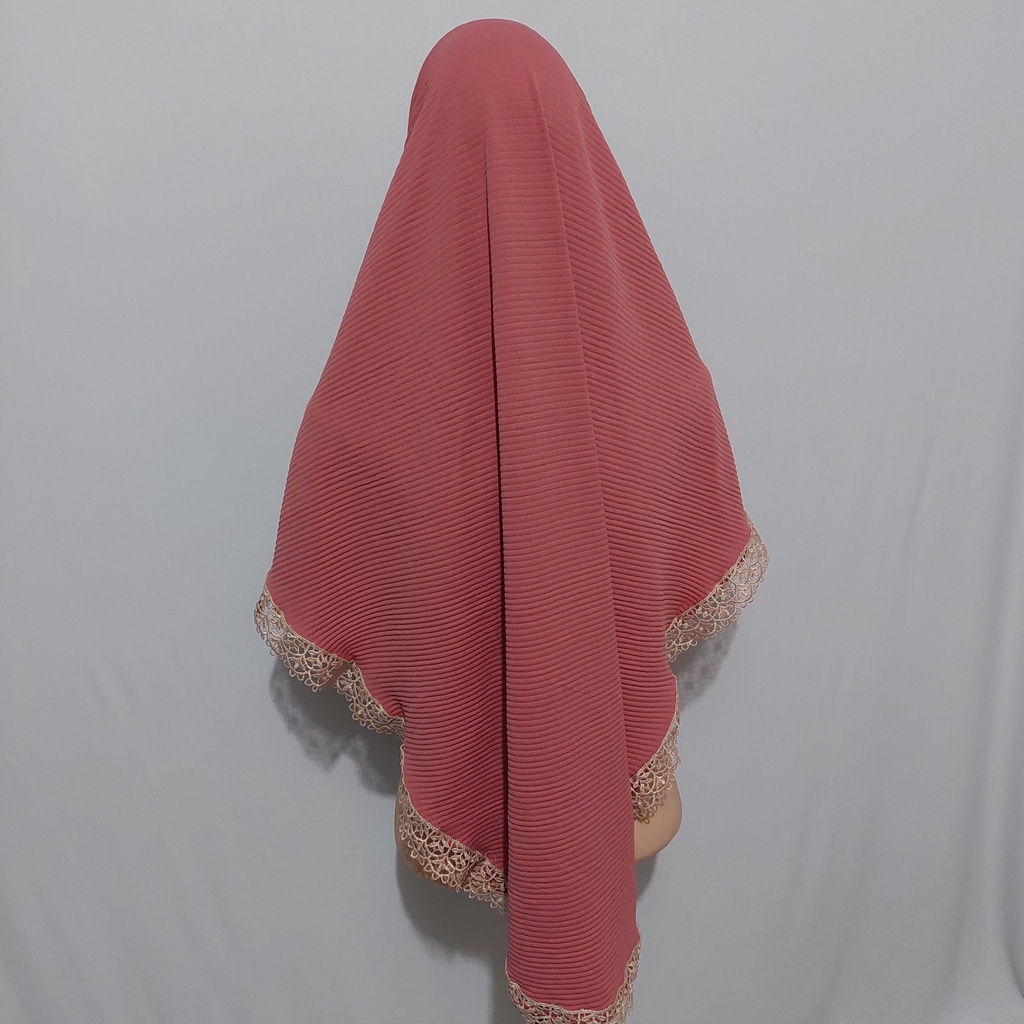 Jilbab Prisket Renda Prada  Keliling Jersy Terbaru 2022-PINK FASTEL