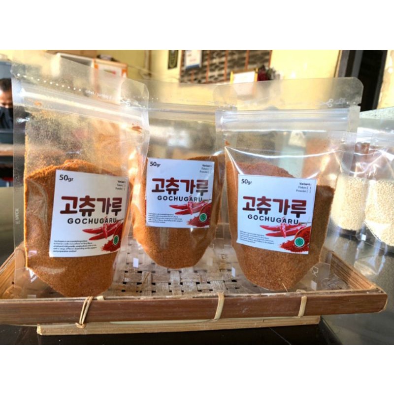 PROMO Gochugaru Halal MUI / Bubuk Cabe Cabai Red Pepper Powder Korea - Kasar &amp; Halus 50 Gram / Cabai Flake Kasar / Cabai Bubuk Super Korea Halus / Cabai Bubuk Murni / Gochugaru Korea / Gochujang Korea Bumbu Masak Korea Pedas Nikmat Halal / Cabe Bubuk