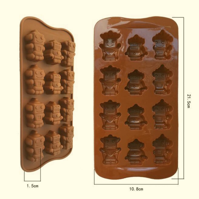 Cetakan Coklat Silikon Robot Lego - Cetakan Kue Es Pudding Agar - Cetakan Silikon Coklat Food Grade