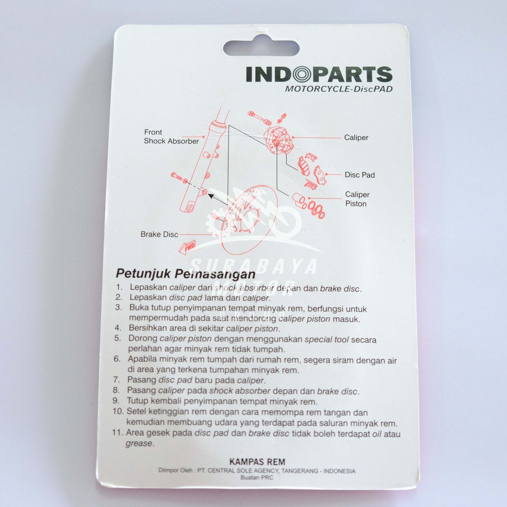 Discpad Depan Indoparts Verza CB150R CBR150 Mega Pro Baru (Kampas Rem Depan) KPP Indoparts