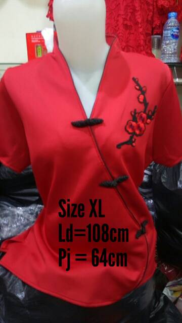 PROMO IMLEK Atasan Cheongsam Lokal Motif Bunga Sakura