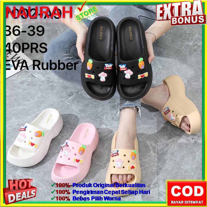 Sandal Slop Wedges Wanita Balance 7002 A9 Sendal Fuji Wedges 100% Original Import EVA Rubber Jelly Nyaman Empuk Anti Slip