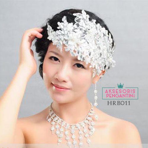 [STOK TERBATAS] HEADPIECE PENGANTIN AKSESORIS WEDDING HAIRPIECE PUTIH HRB011