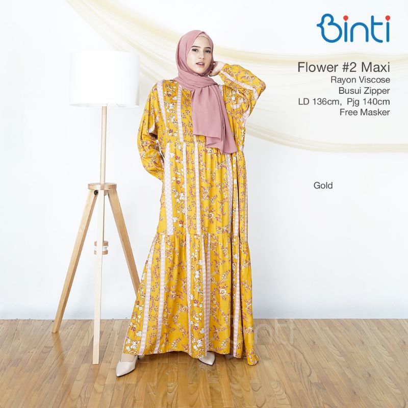 COD ORIGINAL BINTI FLOWER GAMIS JUMBO BIGSIZE LD 130 GEBY ISLAN WINNA KATUN VISCOSE FIT XXXL GAMIS MUSLIM BIGSIZE MOTIF bunga-Flower #2 gold