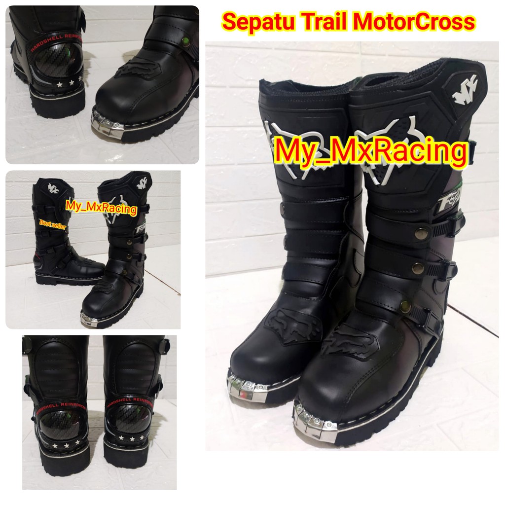 jerseyset cross , sepatu trail &amp; sarung tangan motor cross trail FULSET fx hitam full